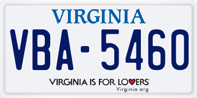 VA license plate VBA5460
