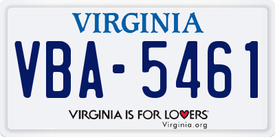 VA license plate VBA5461