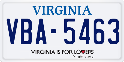 VA license plate VBA5463