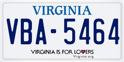 VA license plate VBA5464
