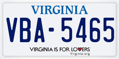 VA license plate VBA5465