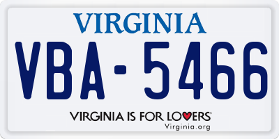 VA license plate VBA5466