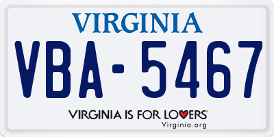 VA license plate VBA5467