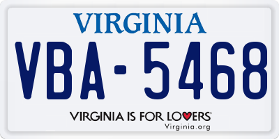 VA license plate VBA5468