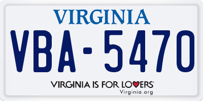 VA license plate VBA5470