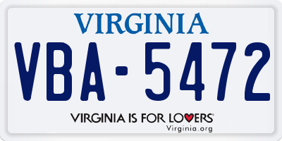 VA license plate VBA5472