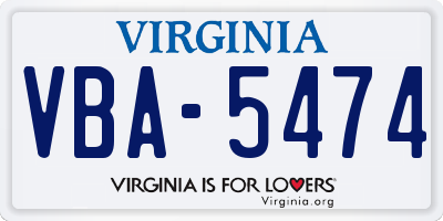 VA license plate VBA5474
