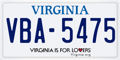 VA license plate VBA5475