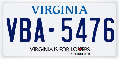 VA license plate VBA5476