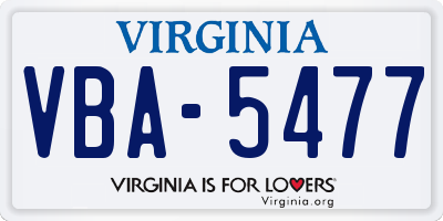 VA license plate VBA5477