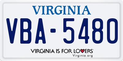 VA license plate VBA5480