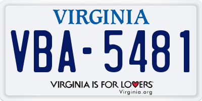 VA license plate VBA5481