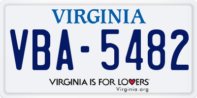 VA license plate VBA5482