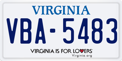 VA license plate VBA5483