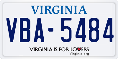 VA license plate VBA5484