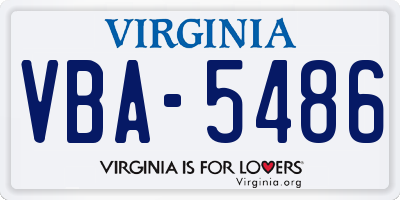 VA license plate VBA5486