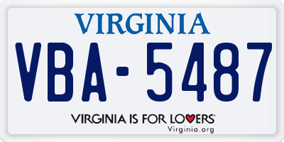 VA license plate VBA5487