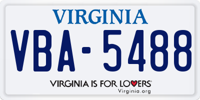 VA license plate VBA5488