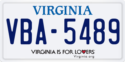 VA license plate VBA5489