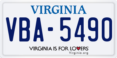 VA license plate VBA5490