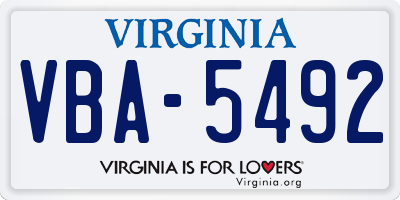 VA license plate VBA5492