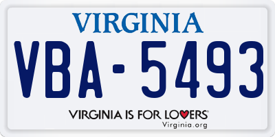 VA license plate VBA5493