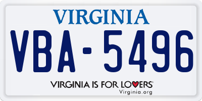 VA license plate VBA5496