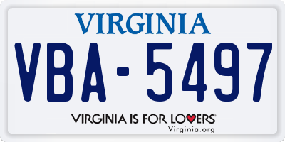 VA license plate VBA5497
