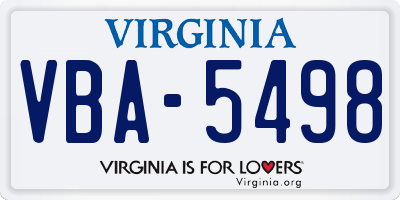 VA license plate VBA5498