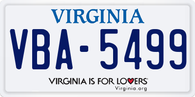 VA license plate VBA5499