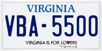 VA license plate VBA5500