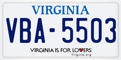 VA license plate VBA5503