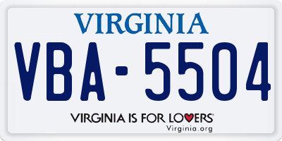 VA license plate VBA5504