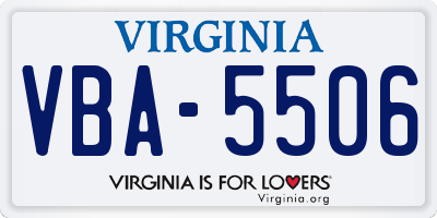 VA license plate VBA5506