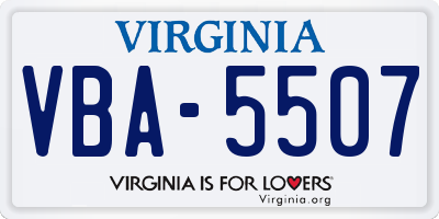 VA license plate VBA5507