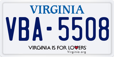 VA license plate VBA5508