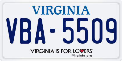 VA license plate VBA5509