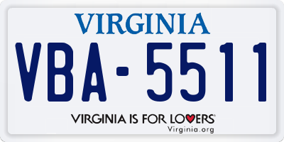 VA license plate VBA5511