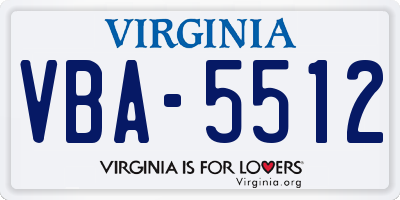 VA license plate VBA5512