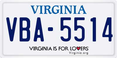 VA license plate VBA5514