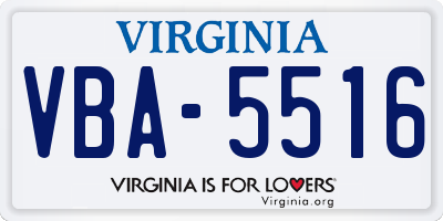 VA license plate VBA5516