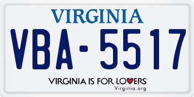 VA license plate VBA5517