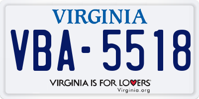 VA license plate VBA5518