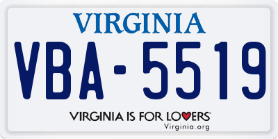 VA license plate VBA5519