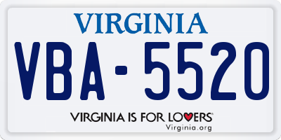 VA license plate VBA5520