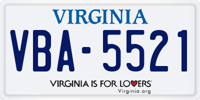 VA license plate VBA5521