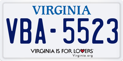 VA license plate VBA5523