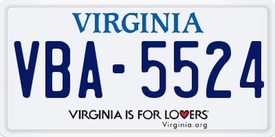 VA license plate VBA5524