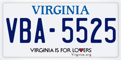 VA license plate VBA5525