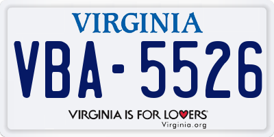VA license plate VBA5526